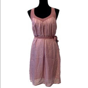 DREAM CULTURE Pink and Purple Silk & Linen Racerback Mini Dress-S